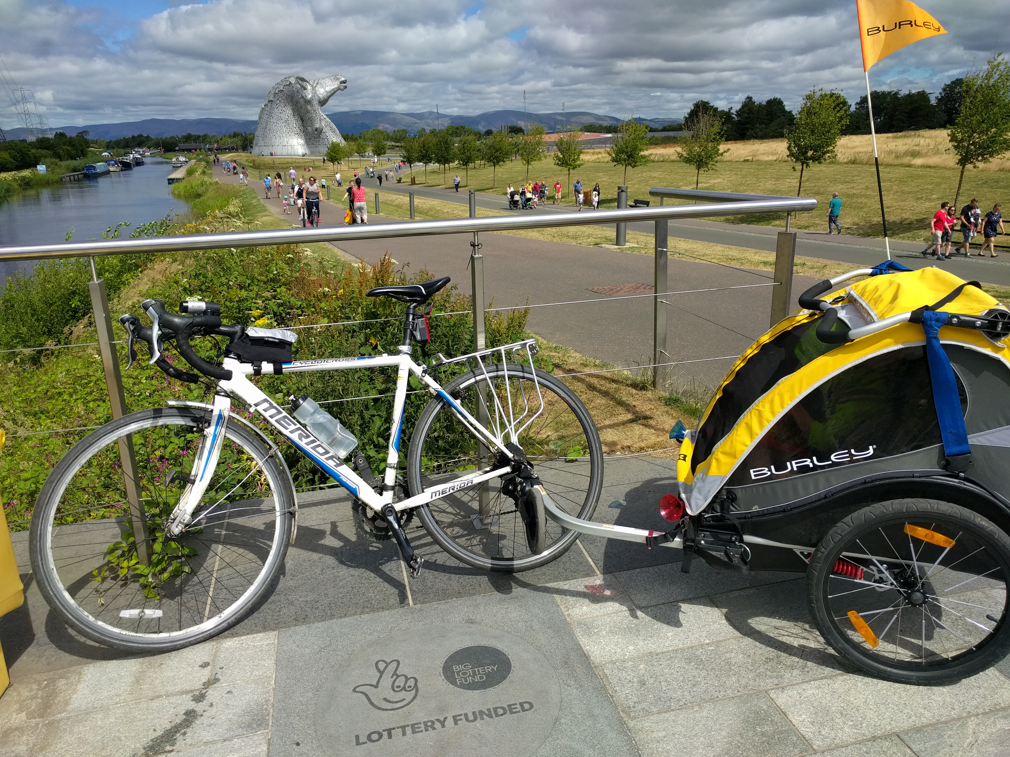 At the Kelpies Bike & Trailer at the Kelpies