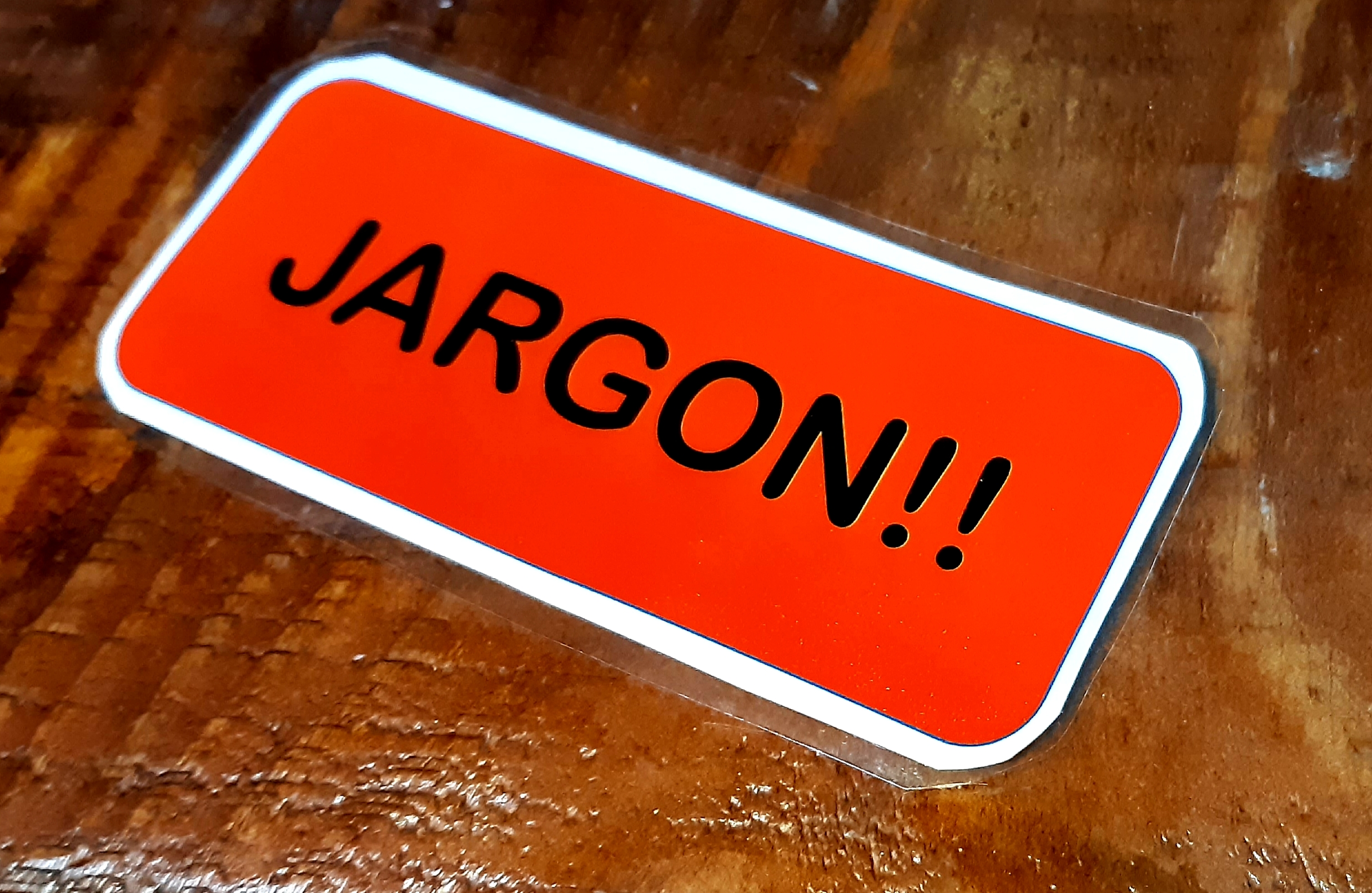 Jargon Card A laminated card with the word 'Jargon' written on it.
