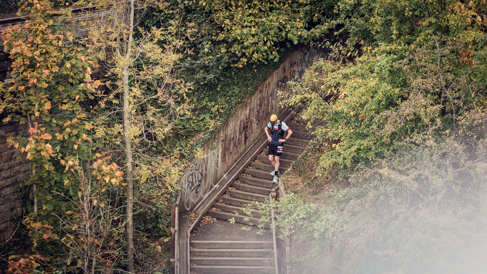 Walking the Steep Steps Taking my time as I walk down a steep set of steps. Credit: Neil Shearer Photography and GB Ultras