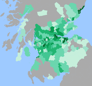  Map of central Scotland highlighting areas with more IChemE members