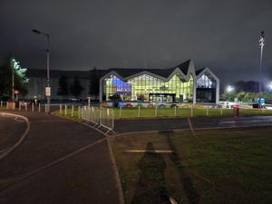 Riverside Museum in Glasgow at night. Credit: Derek Marshall