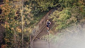 Taking my time as I walk down a steep set of steps. Credit: Neil Shearer Photography and GB Ultras